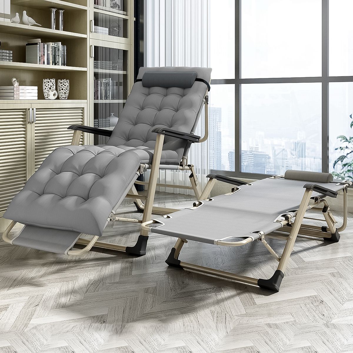 ELEMENT DESIGN - Silla Reposera Plegable con Acolchada Desmontable para Jardin Playa