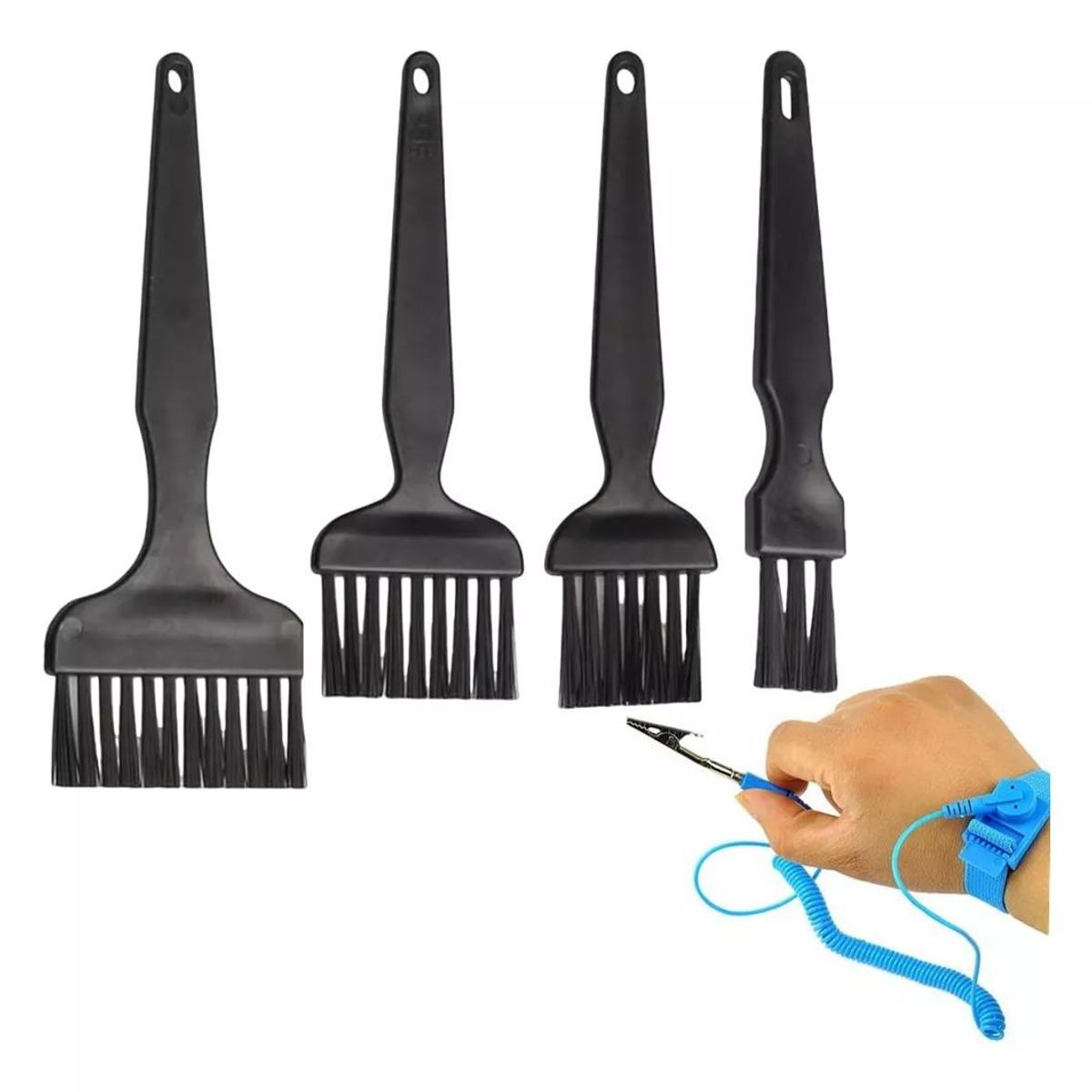 KUANGYE - 4 X Brochas Antiestáticas De Limpieza Y Pulsera De Regalo