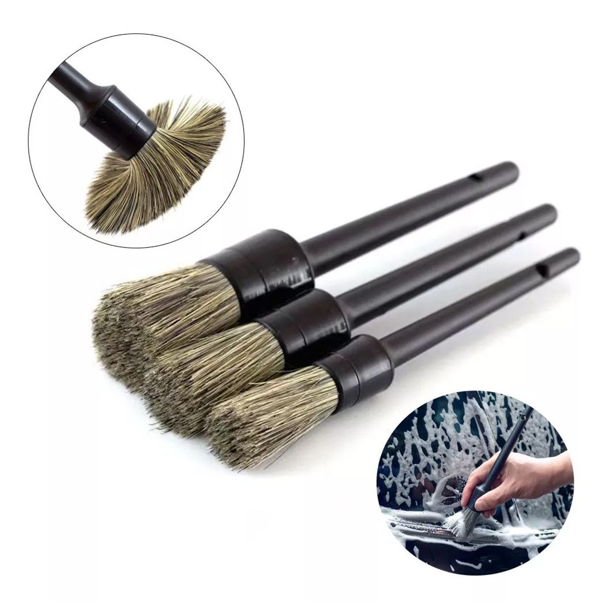 KUANGYE - Set 3 Brochas Detailing Auto De Alta Calidad