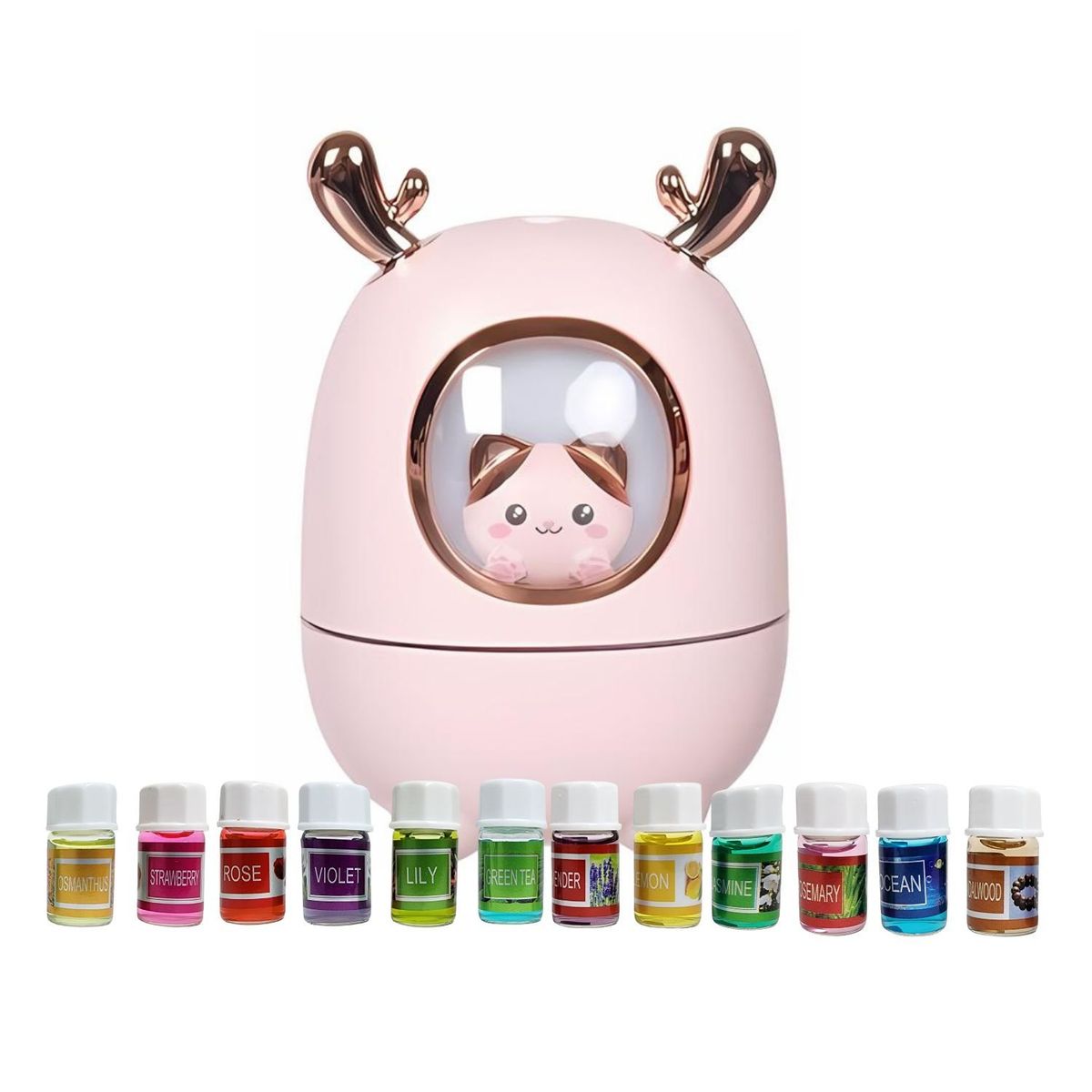 GENERICO - Pack Humidificador Nave Espacial Gato + 12 Esencias Aromaticas