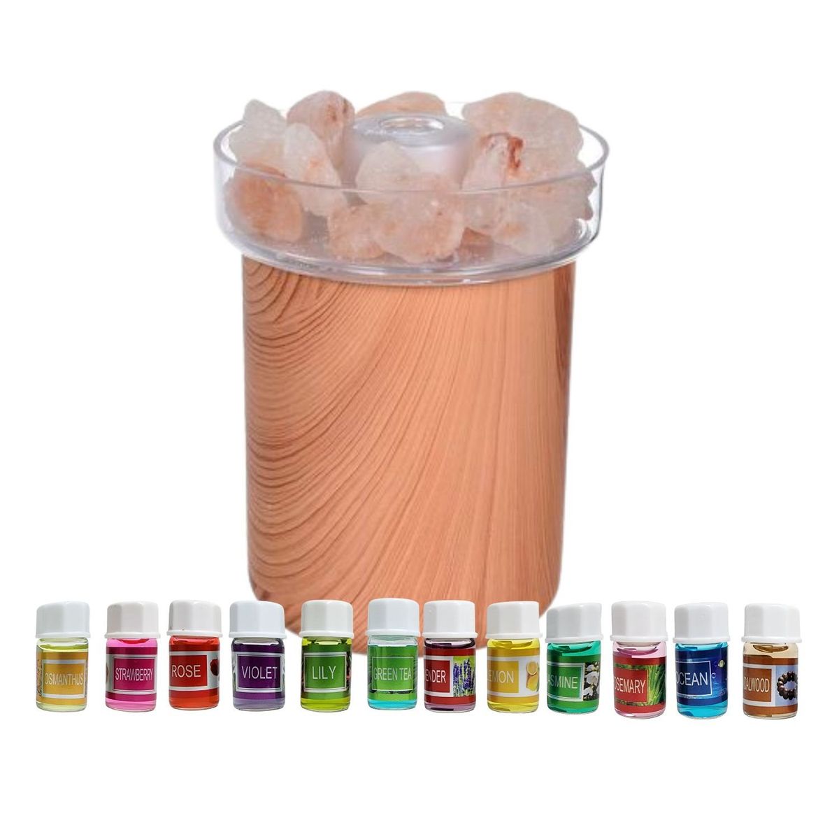 GENERICO - Humidificador Piedras Sal + 12 Esencias Aromaticas Marron Claro