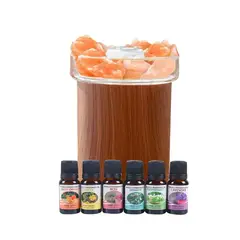GENERICO - Pack Humidificador Piedras Sal + 6 Esencias Marron Oscuro