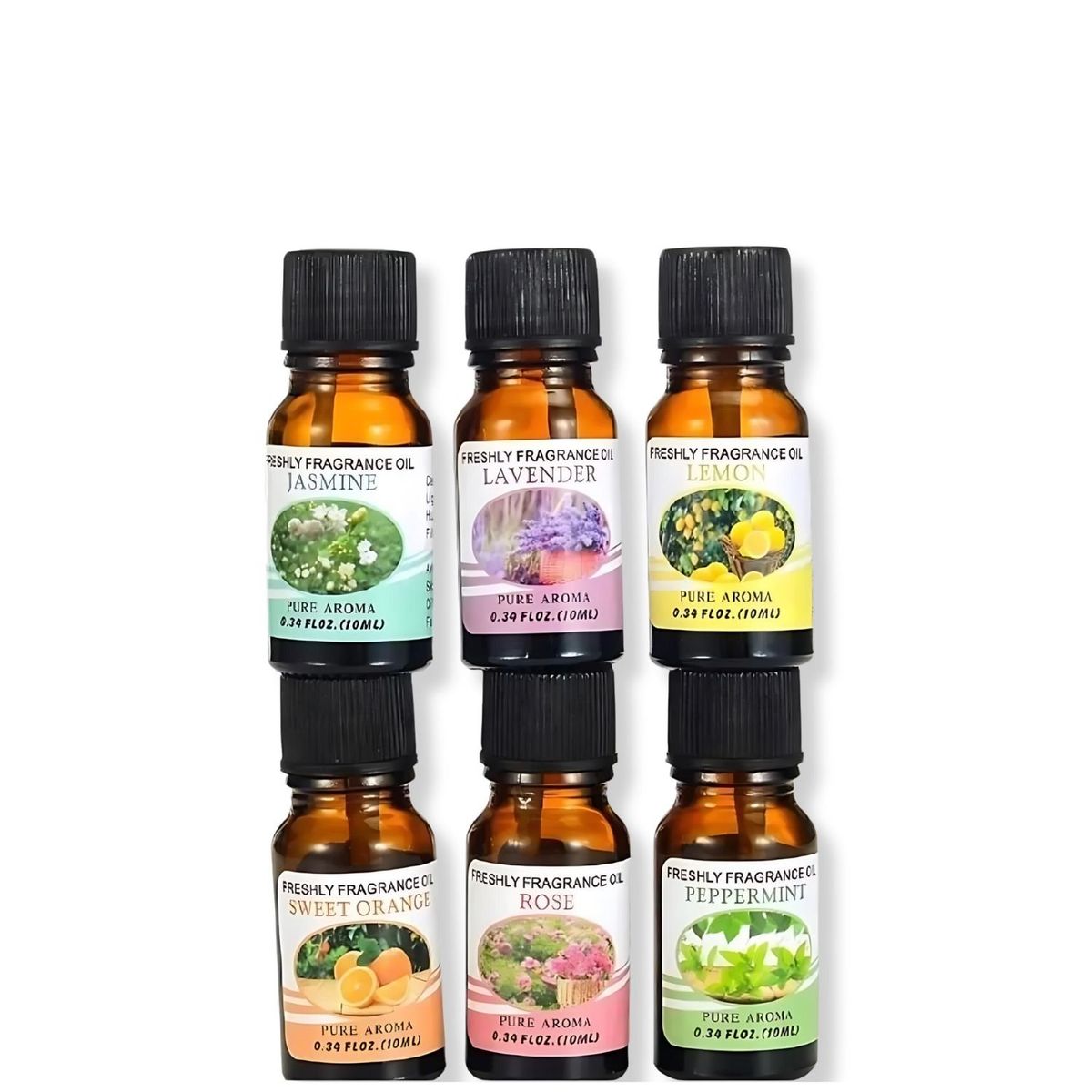 GENERICO - Pack Humidificador Piedras Sal + 6 Esencias Marron Oscuro