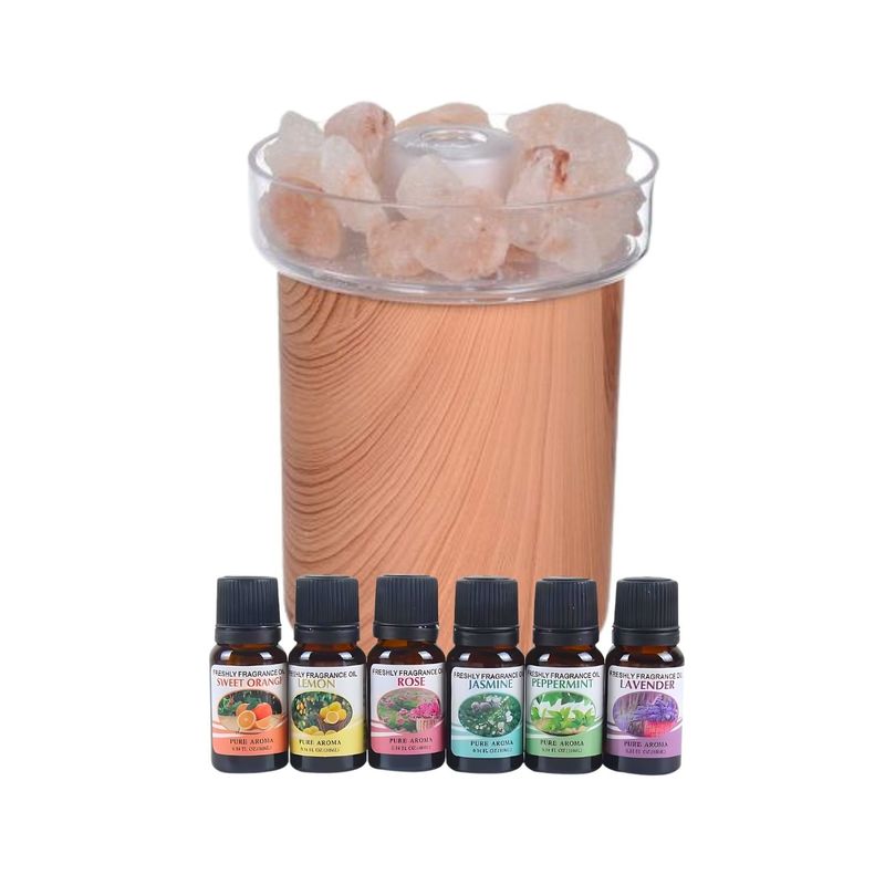 GENERICO - Humidificador Piedras Sal + 6 Esencias Aromaticas Marron Claro