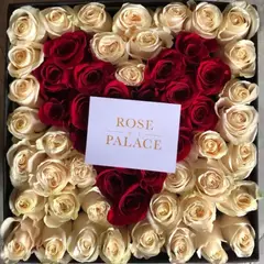 GENERICO - Caja De Rosas Rose Di Palace - 64 Rosas Naturales corazon