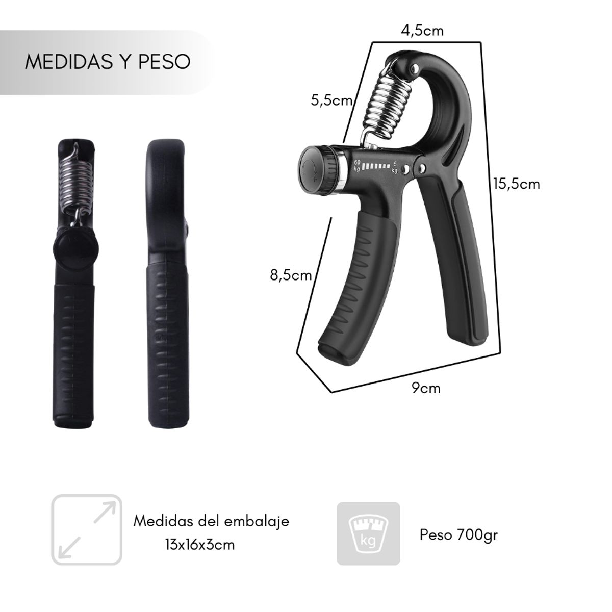 GENERICO - Hand Grip Ejercitador Fortalecedor De Manos Ajustable 5-60kg