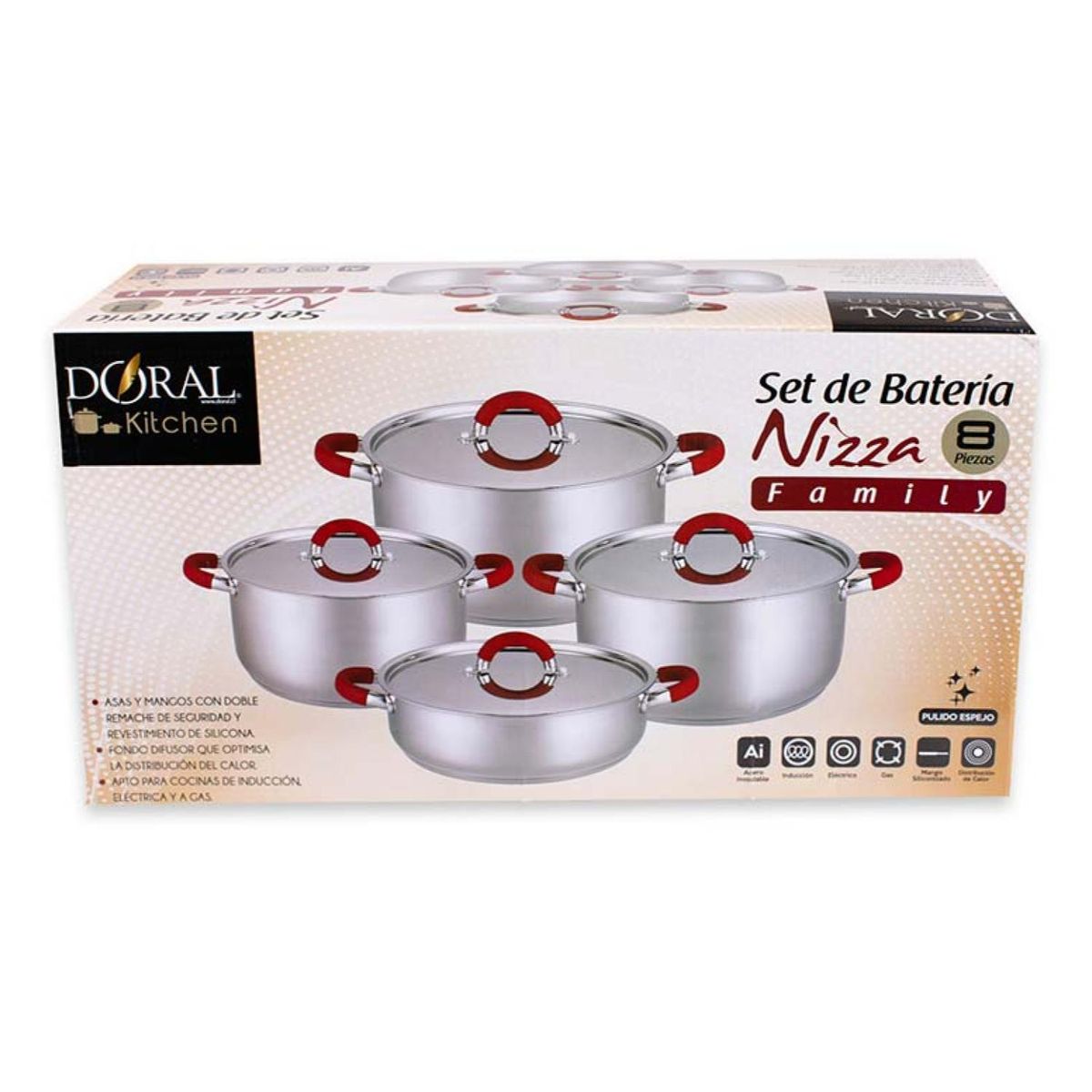 GENERICO - Set De Ollas Bateria De Cocina 8 Piezas Inoxidables Arte Andino