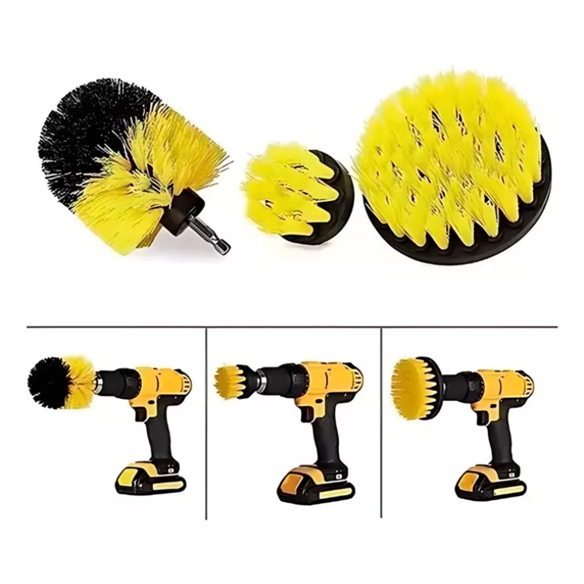 GENERICO - Set 3 Cepillos Limpieza Escobilla Multiuso Cabezal Taladro
