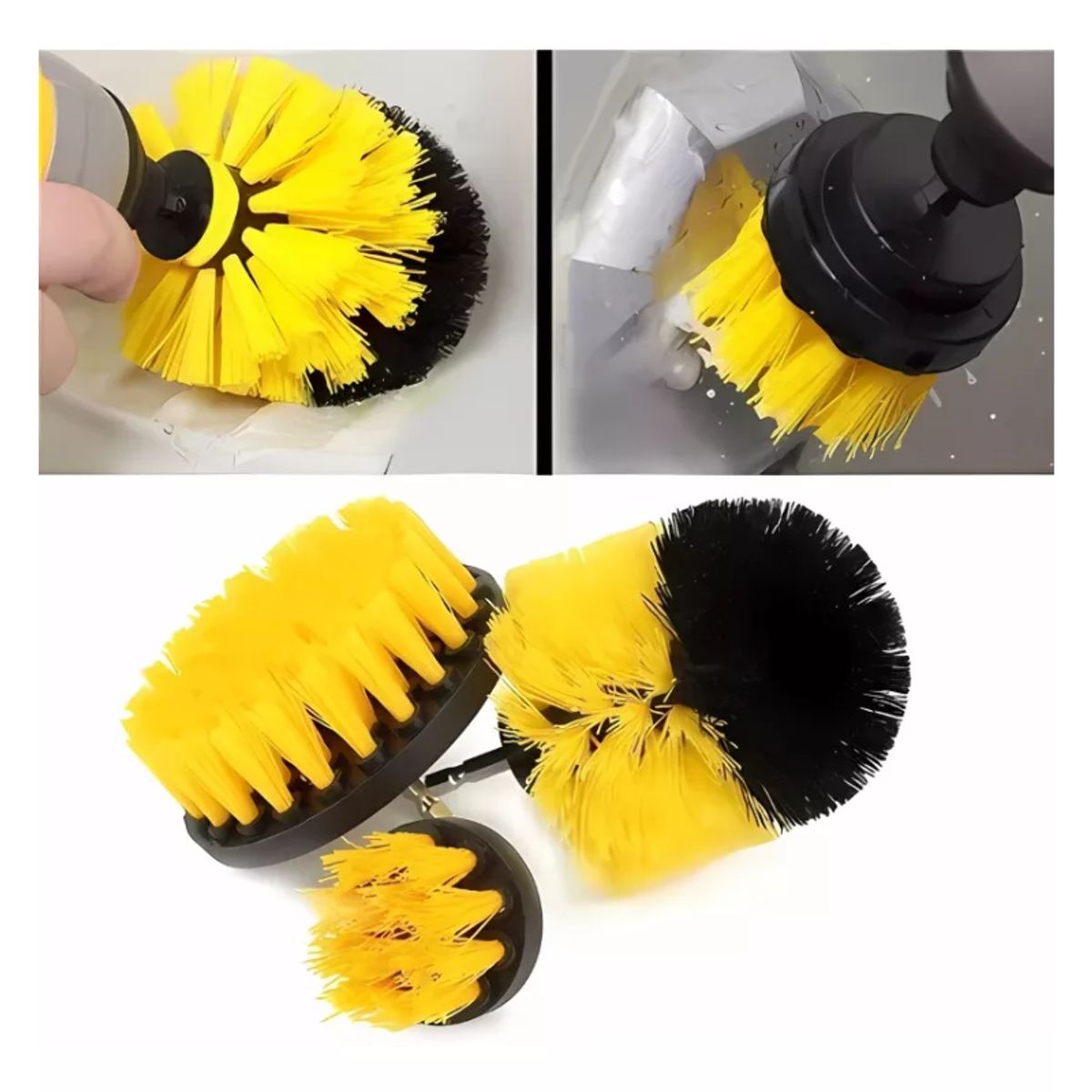 GENERICO - Set 3 Cepillos Limpieza Escobilla Multiuso Cabezal Taladro