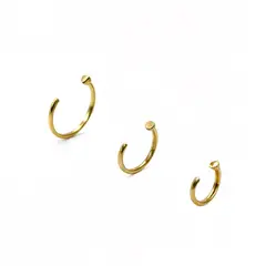 ELBAULDEJUMA - Pack de tres aros piercing abierto nostril titanio ASTM F136 dorados