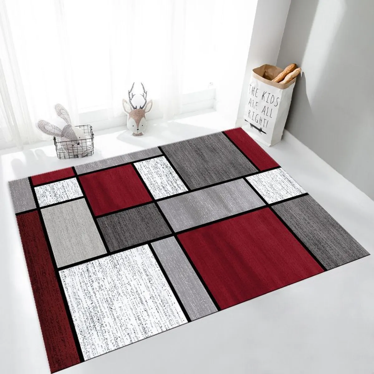 GENERICO - ALFOMBRA PARA LIVING ANTIDESLIZANTE CON DISEÑOS TRIDIMENCIONALES