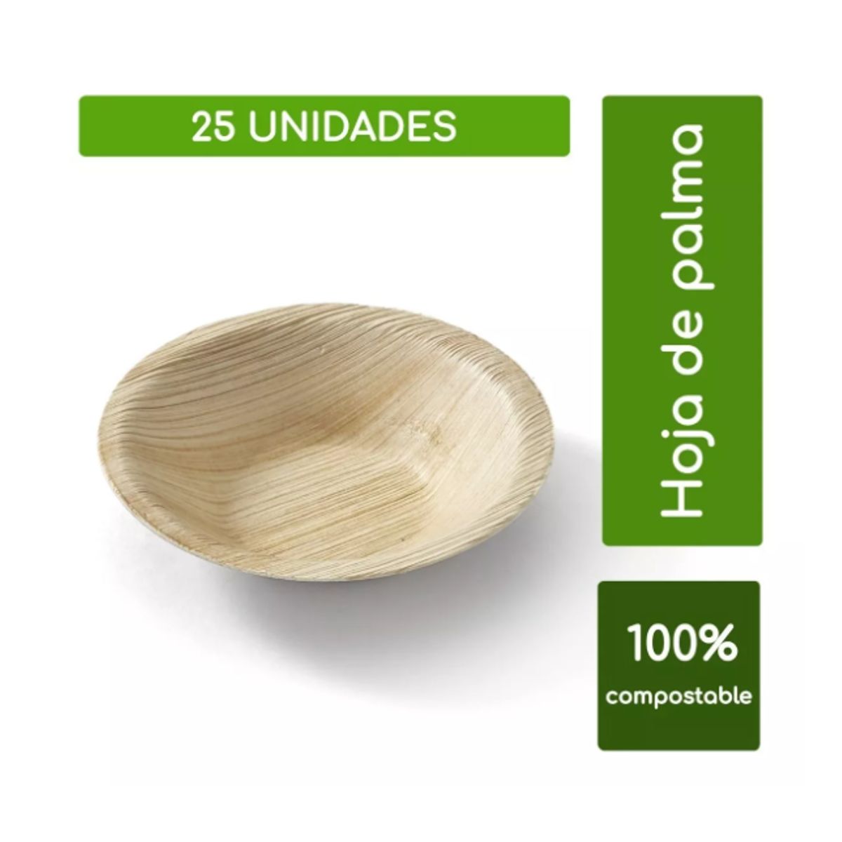 ECOSOULIFE - 25 unid. mini Bowls De Hoja De Palma 100% Biodegradable 10cm/4'
