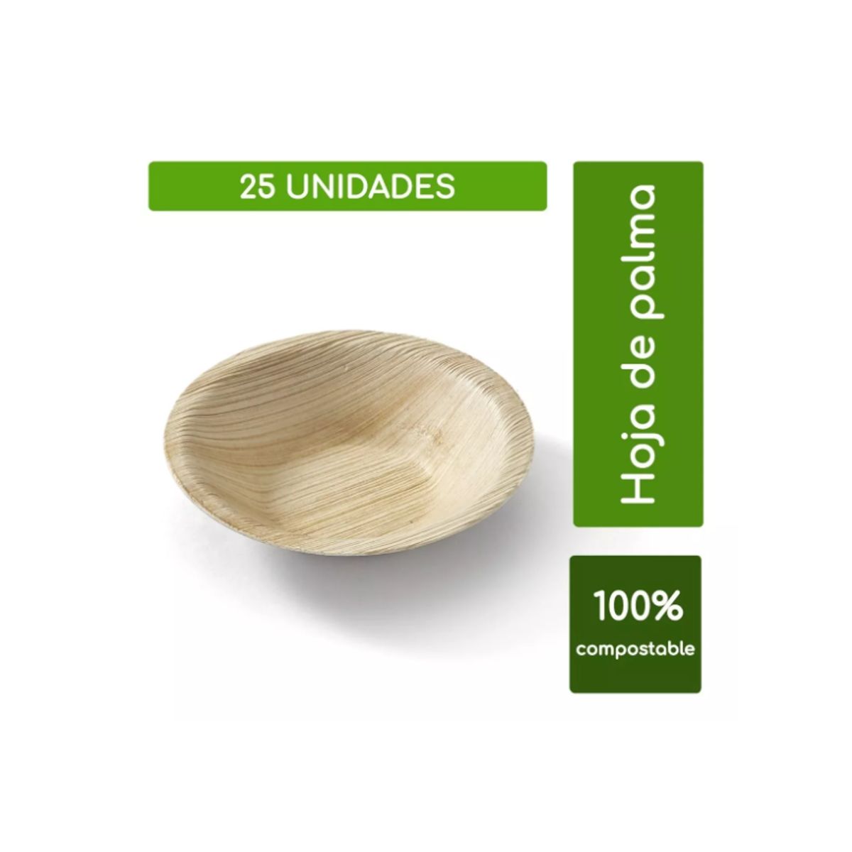 ECOSOULIFE - 25 unid. mini Bowls De Hoja De Palma 100% Biodegradable 10cm/4'