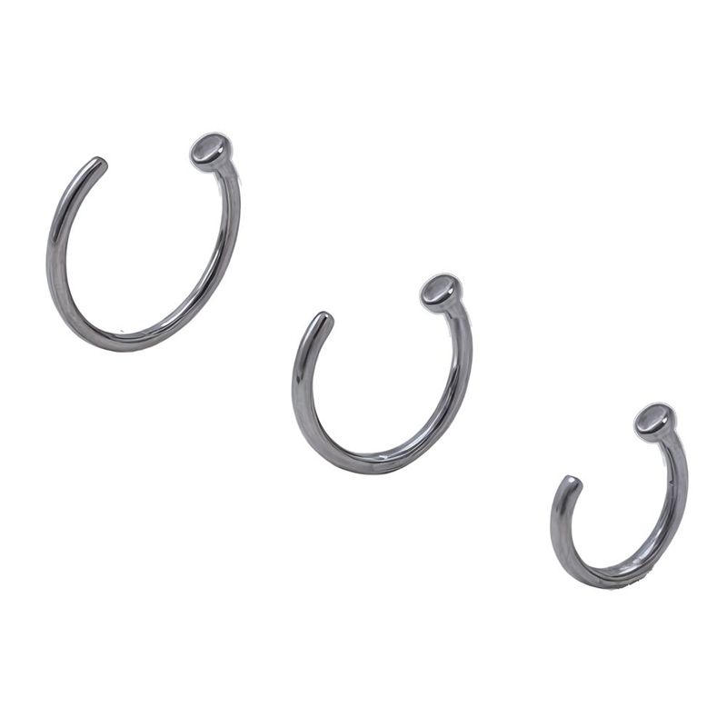 ELBAULDEJUMA - Pack de tres aros piercing abierto nostril titanio ASTM F136 plateados