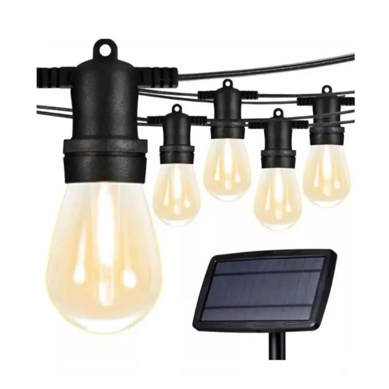 GENERICO - Guirnalda Solar Led 10 Metros Panel Con 10 Ampolletas Led