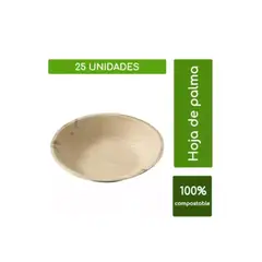 ECOSOULIFE - 25 Bowls Pequeños De Hoja De Palma 100% Biodegradable 18cm/7