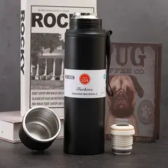 HOMESTAR - Botella Térmica de Acero Inoxidable Color Negro 620ml