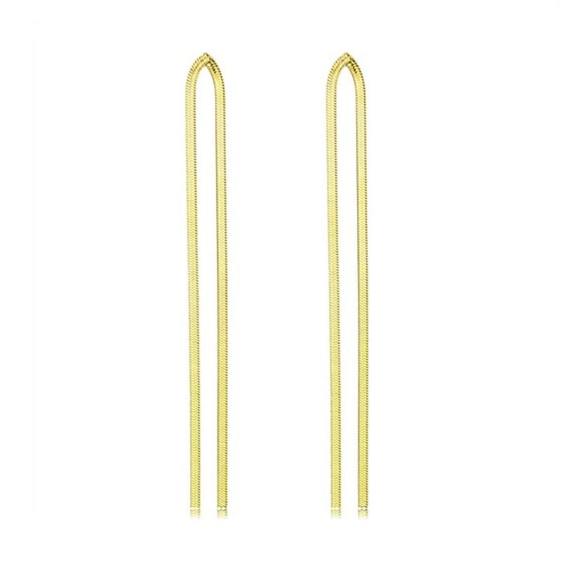 VANE COLLECTION - Aros mujer largos lliviano colgante fino baño de oro