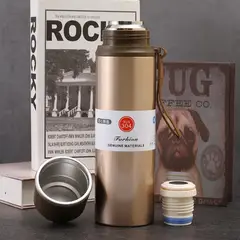 HOMESTAR - Botella Térmica de Acero Inoxidable Color Dorado 620ml