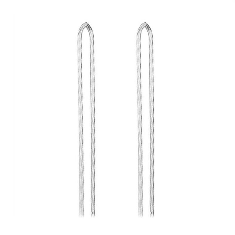 VANE COLLECTION - Aros mujer largos lliviano colgante fino baño de rodio