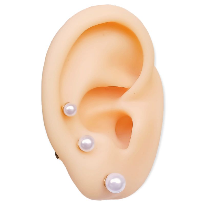 ELBAULDEJUMA - Pack De Aros Piercing Perlas Seguridad Chapadas En Oro 18k