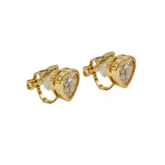 ELBAULDEJUMA - Aros Sin Perforacion corazón punto de luz bañado En Oro 18k