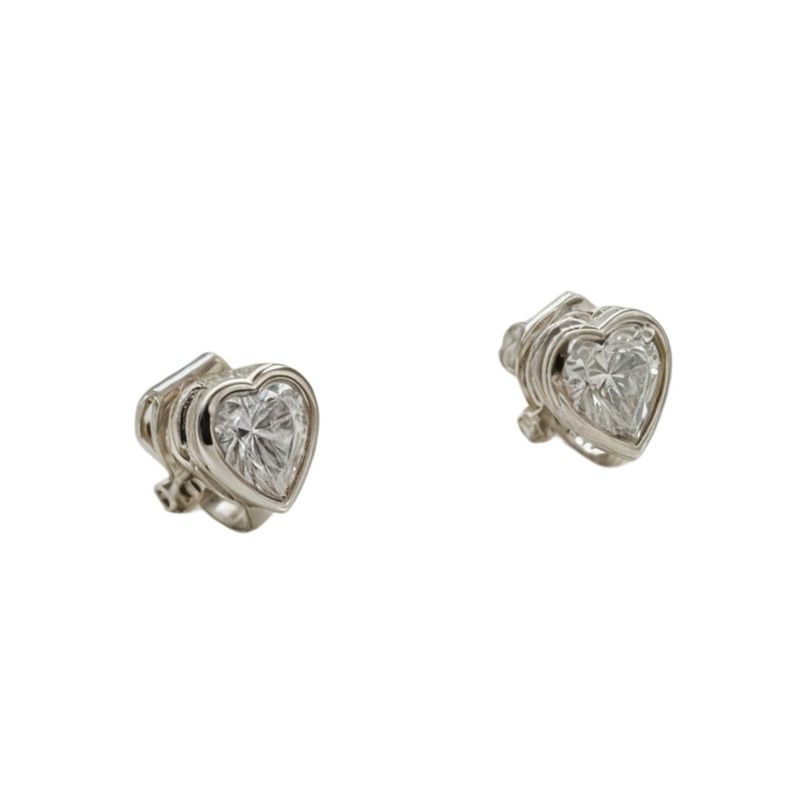 ELBAULDEJUMA - Aros Sin Perforacion corazon punto de luz chapado en plata