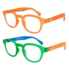 KANALLA - Pack 2 Lentes de Lectura Filtro Luz Azul y UV mod Folie Verde/ Naranjo 2,0