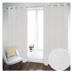 GENERICO - Cortina Black Out 2 Paños Decorativa Blanco Hueso N°79 (140X230)