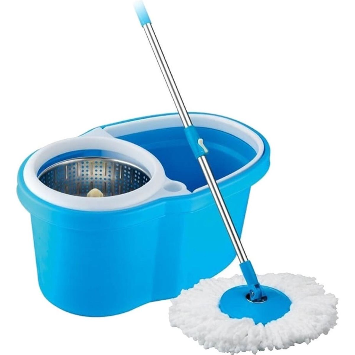 IMPORTCLICK - Mopa Giratoria 360º Celeste Trapeador Canasto Acero Inoxidable
