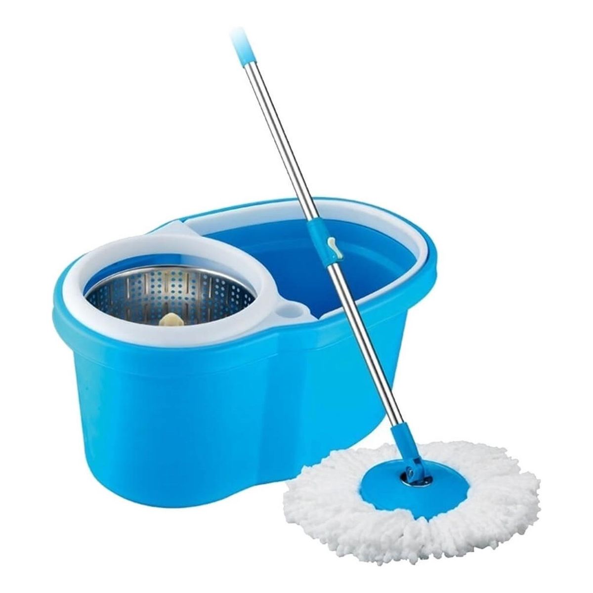 IMPORTCLICK - Mopa Giratoria 360º Celeste Trapeador Canasto Acero Inoxidable