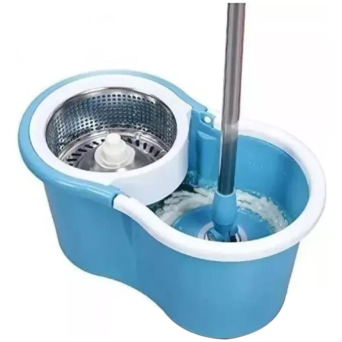 IMPORTCLICK - Mopa Giratoria 360º Celeste Trapeador Canasto Acero Inoxidable