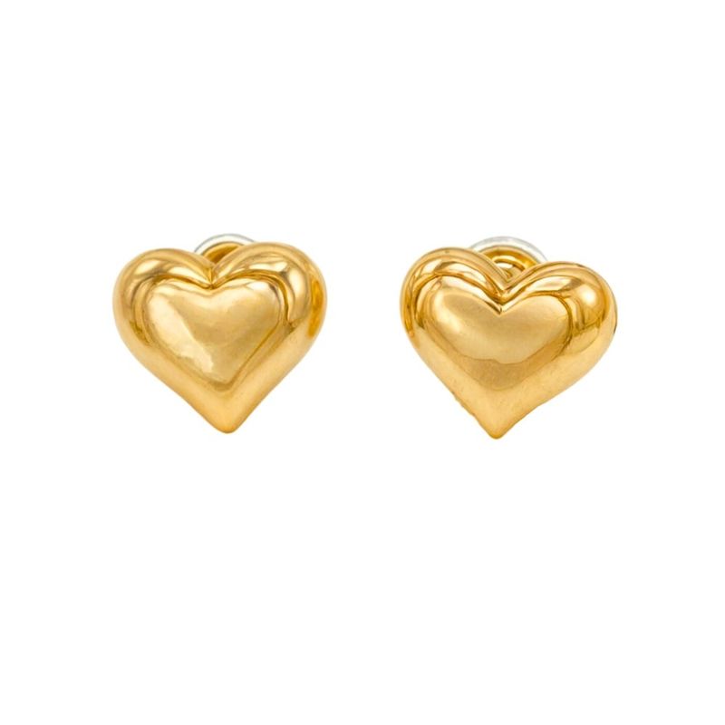 ELBAULDEJUMA - Aros Sin Perforacion corazón chunky bañado En Oro