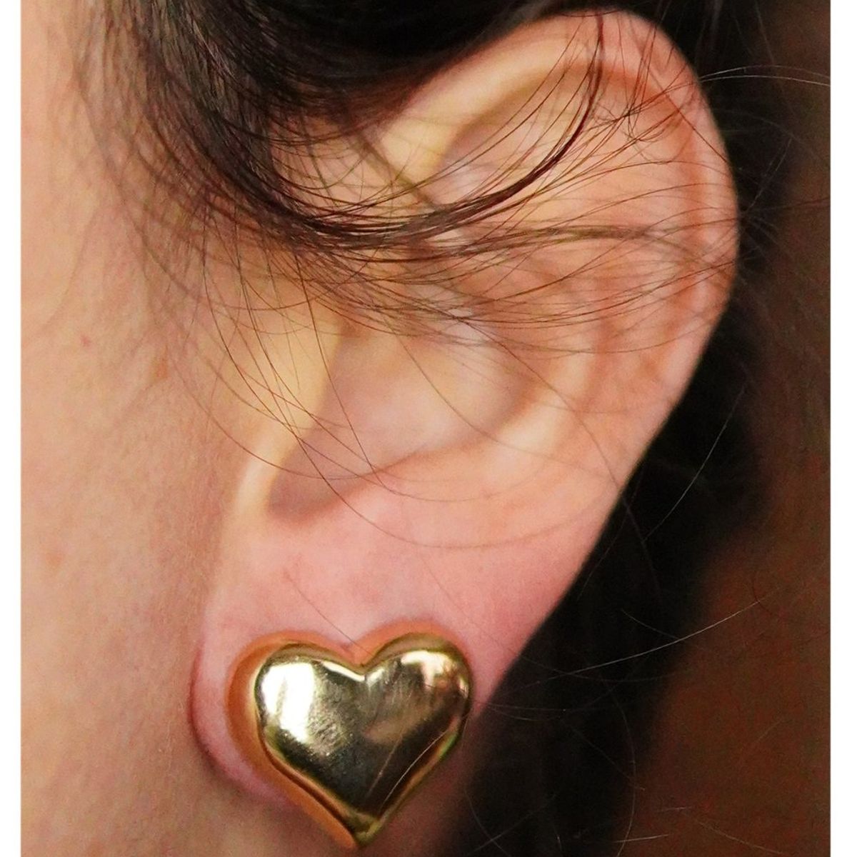 ELBAULDEJUMA - Aros Sin Perforacion corazón chunky bañado En Oro