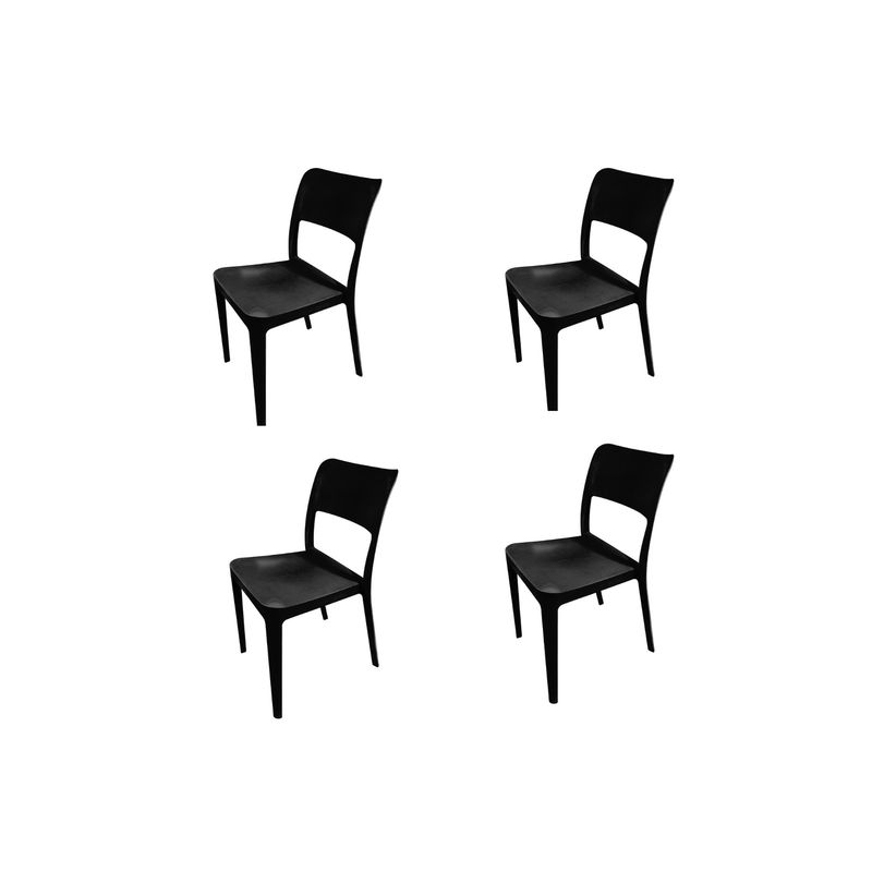 DVP - Pack 4 Sillas de Comedor Plásticas Minimal Negro DVP DVP