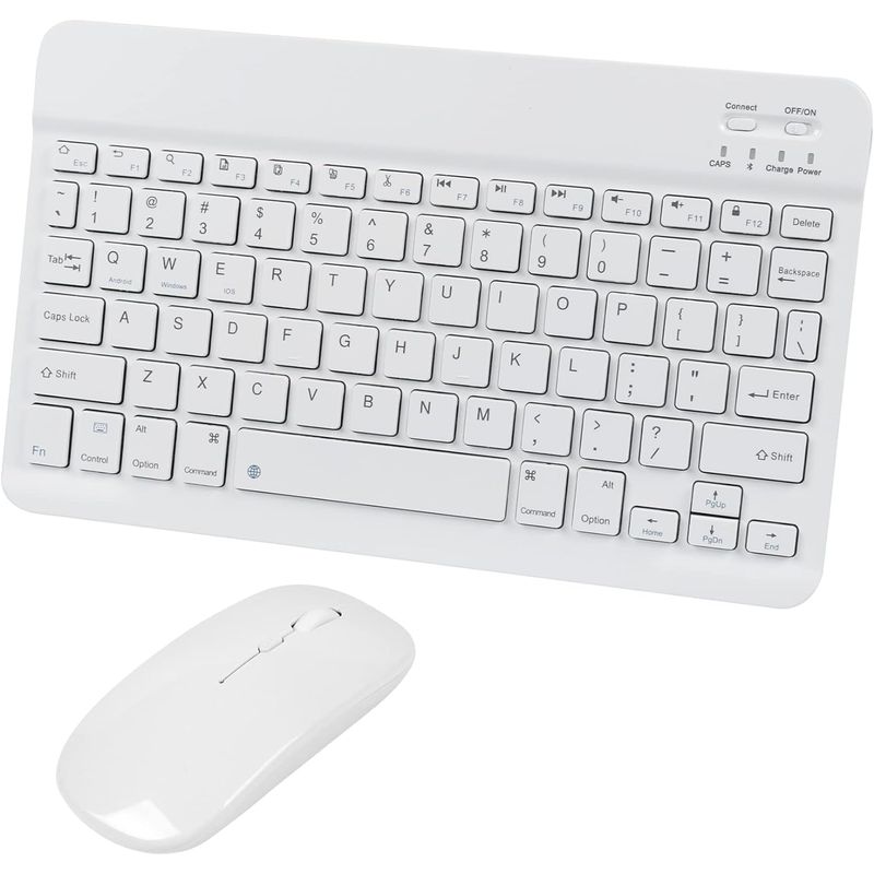 GENERICO - Teclado Bluetooth Mouse Para iPad Tablet Inalambrico Blanco