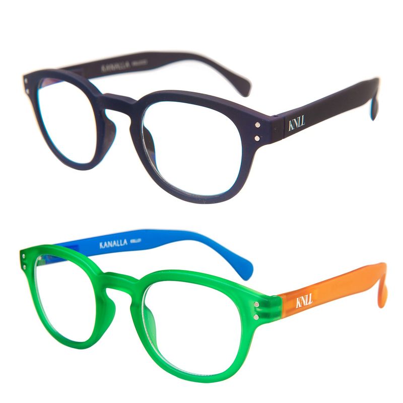 KANALLA - Pack 2 Lentes de Lectura Filtro Luz Azul y UV mod Folie Azul / Verde 1,0