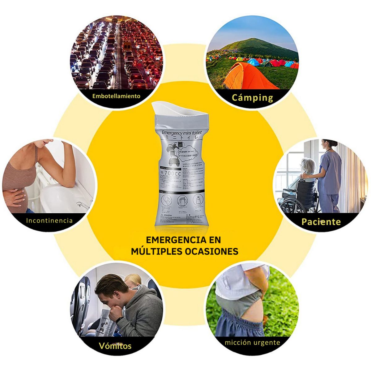 CRUSEC - Pack 10 Bolsa Para Orinar Vómito Desechable Viajes 700 ml