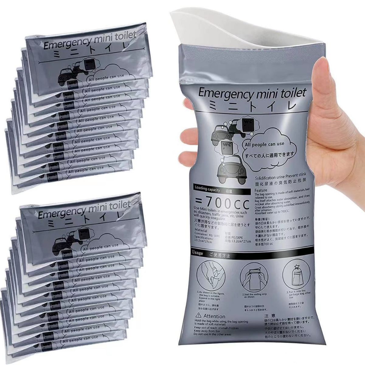 CRUSEC - Pack 10 Bolsa Para Orinar Vómito Desechable Viajes 700 ml