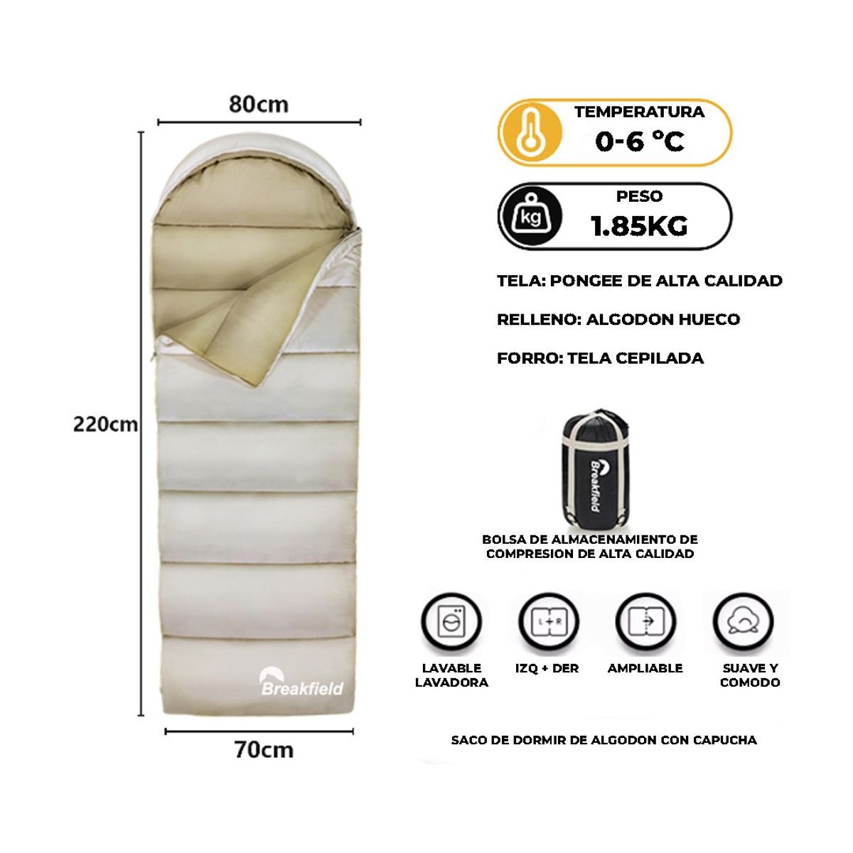 GENERICO - Saco de Dormir de Algodón para Acampar