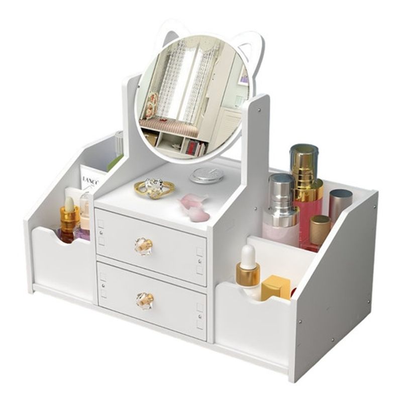 CRUSEC - Cajón Con Espejo Y Repisa Organizadora De Joyero Cosméticos Blanco