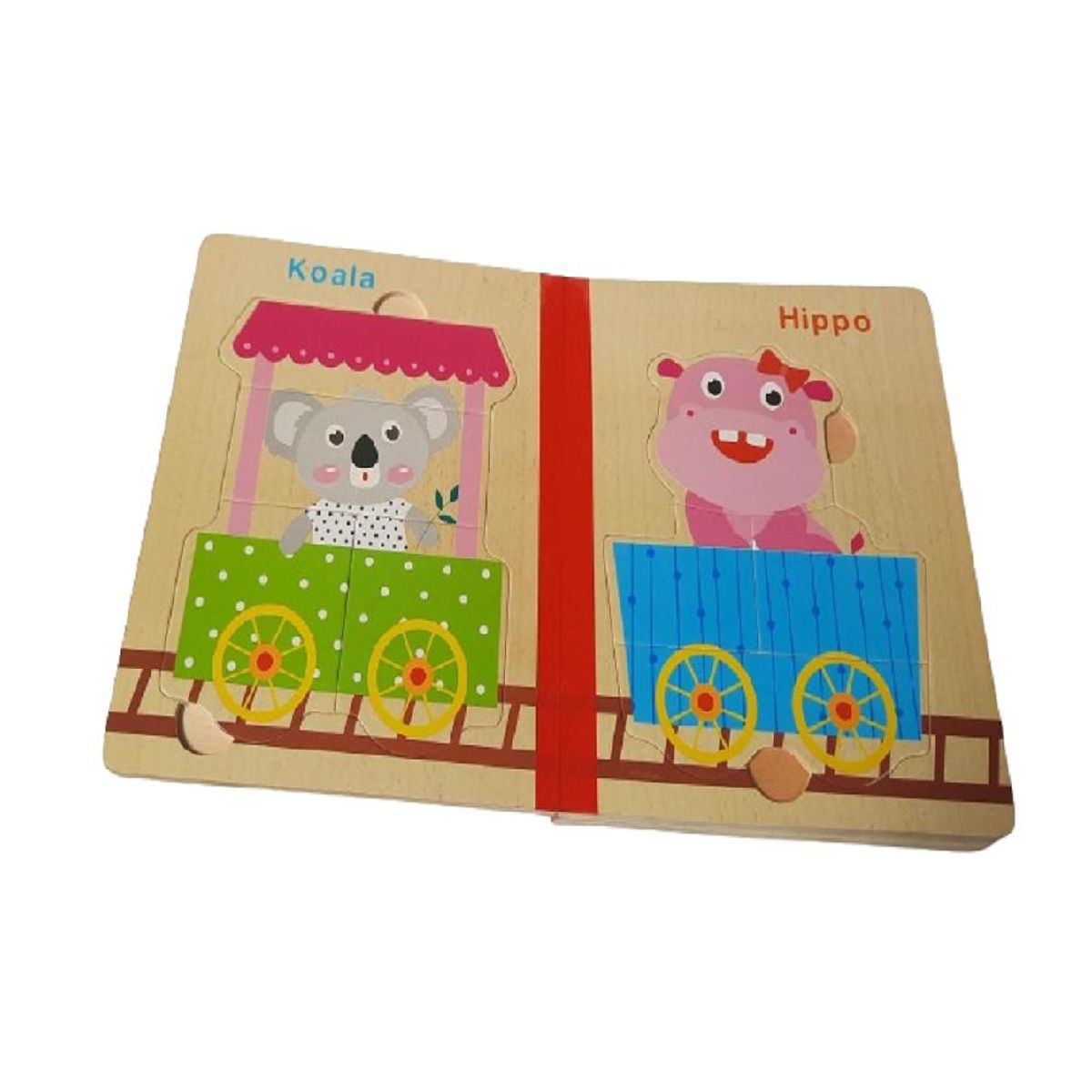 TOLIPA - Libro de Madera formato Puzzle de animales en tren