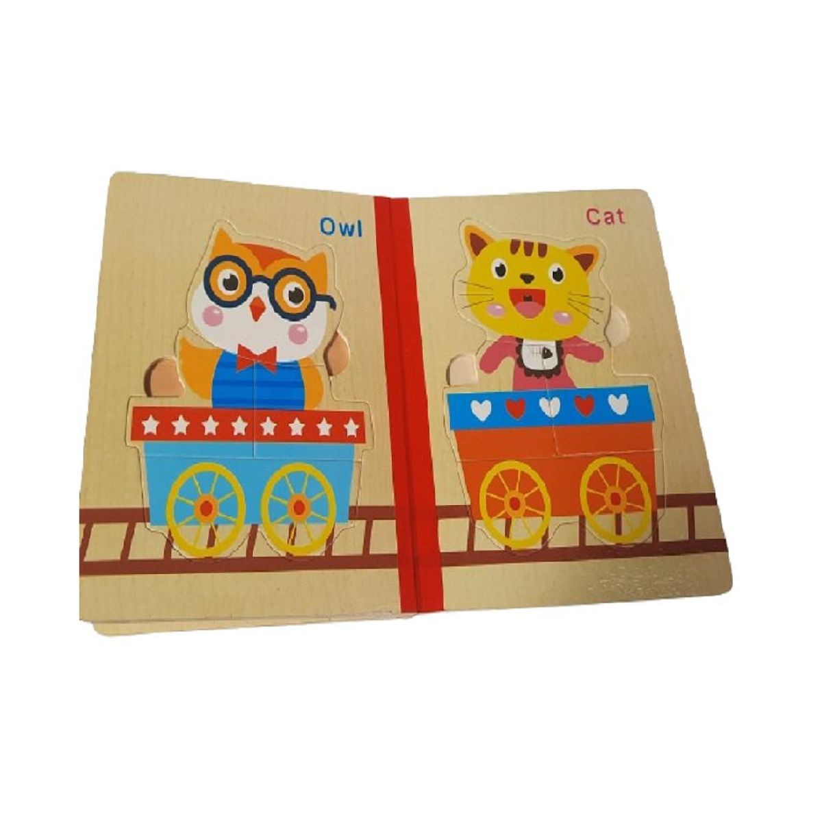 TOLIPA - Libro de Madera formato Puzzle de animales en tren