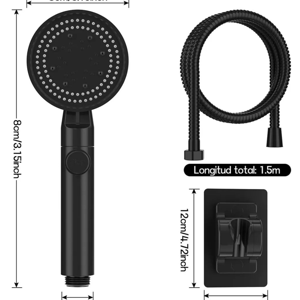 GENERICO - Kit De Manguera Ducha Teléfono Soporte Cromado Acero Inox1