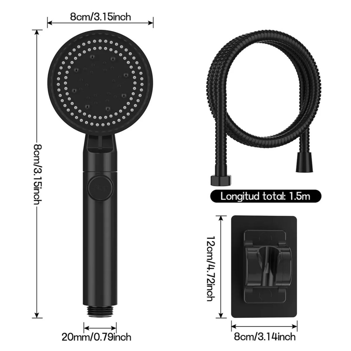 GENERICO - Kit De Manguera Ducha Teléfono Soporte Cromado Acero Inox1