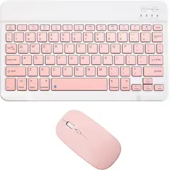 GENERICO - Teclado Bluetooth Mouse Para iPad Tablet Inalambrico Rosa