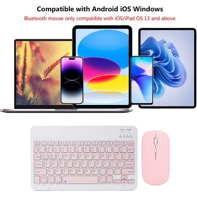 Imagen 2 del producto Teclado Bluetooth Mouse Para iPad Tablet Inalambrico Rosa