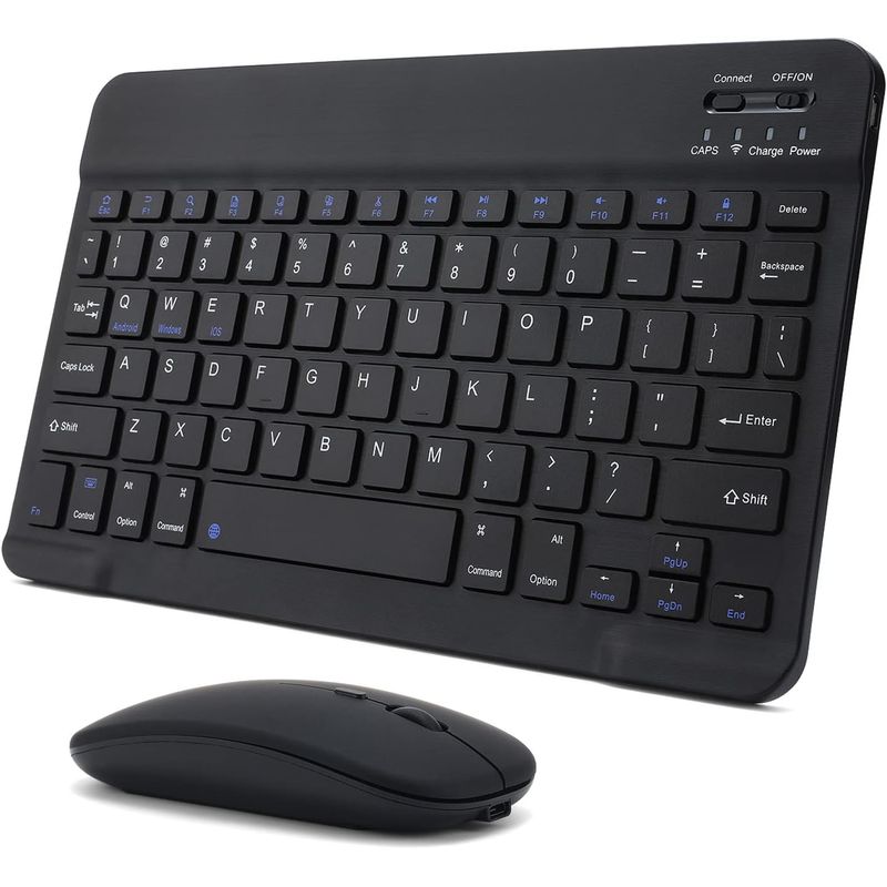 GENERICO - Teclado Bluetooth Mouse Para iPad Tablet Inalambrico Negro