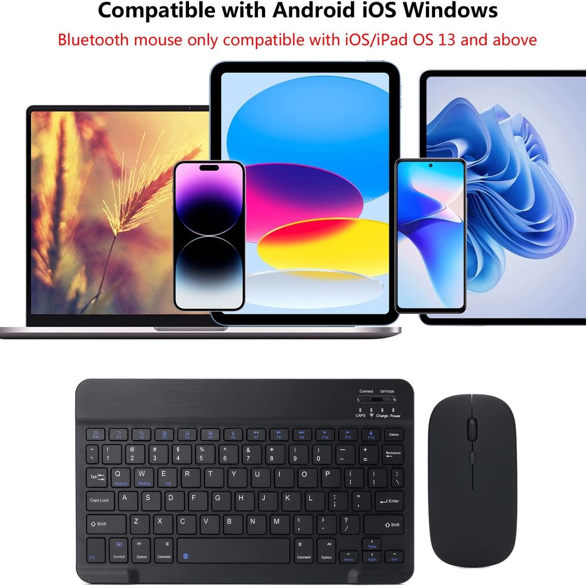 GENERICO - Teclado Bluetooth Mouse Para iPad Tablet Inalambrico Negro