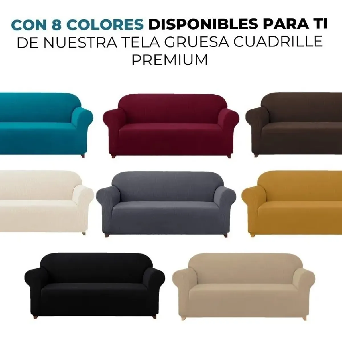 GENERICO - Funda Cubre Sofá Cuadrille 4 Cuerpos Calipso Premium Protectora